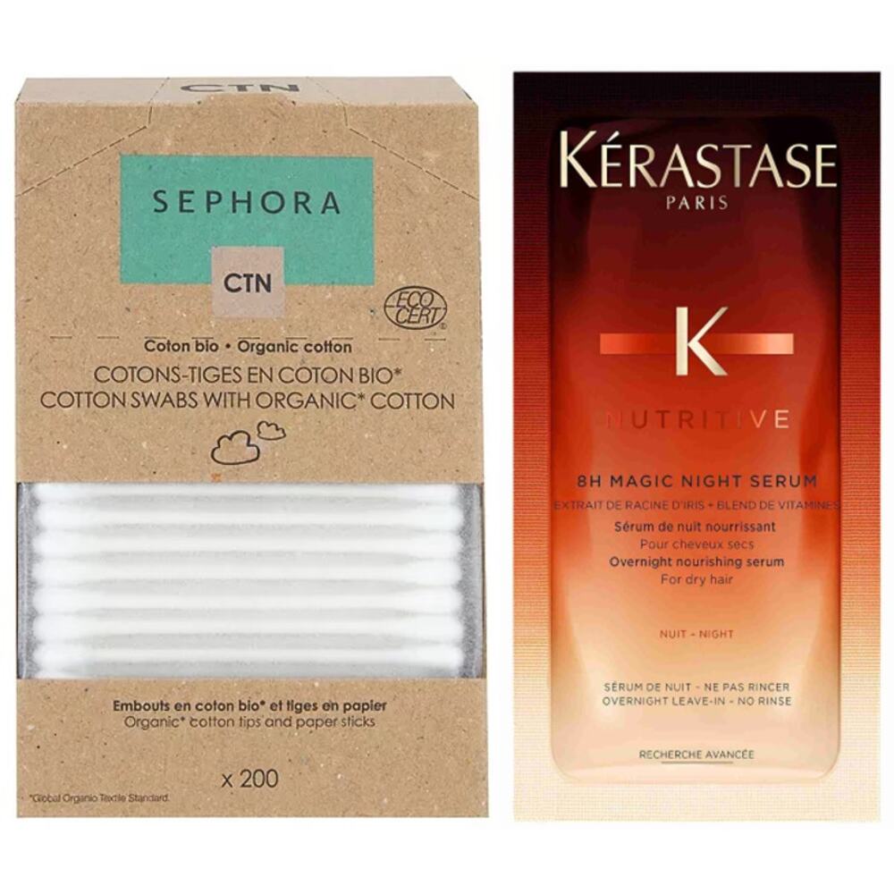 Sephora Collection Organic Cotton Swabs & Kerastase 8H Magic Night Hair Serum